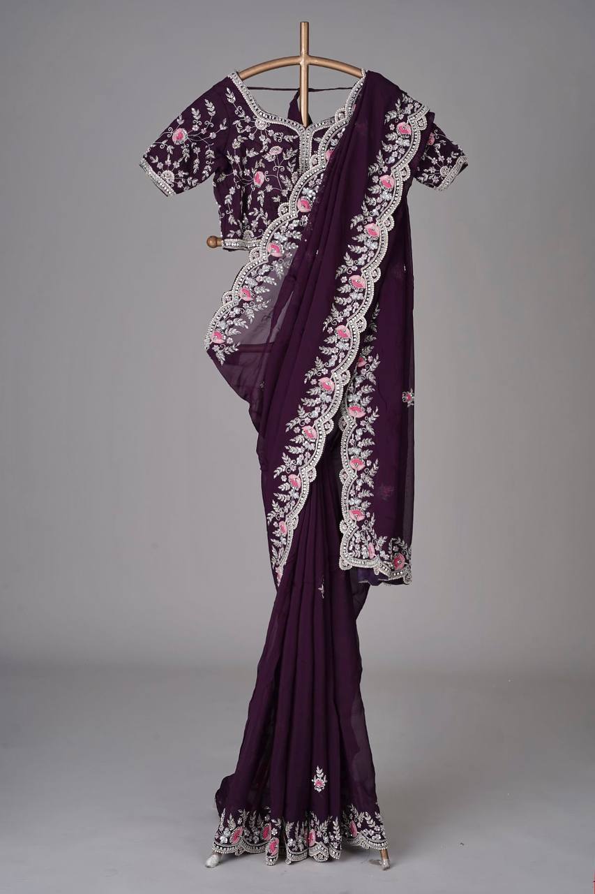 BT 1182 Georgette Embroidery Heavy Wedding Sarees Catalog